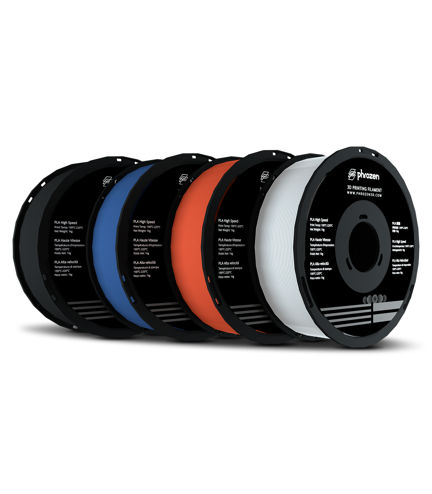Phrozen High-Speed PLA Black & PLA White & Blue & Red Bundle