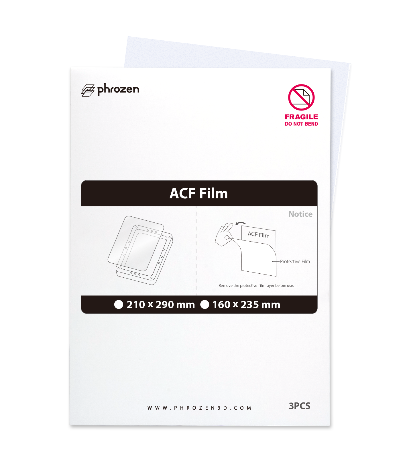 Phrozen Película de Liberación ACF para Impresoras de Resina | A4 Película Separadora para Impresora LCD | Adhesión Reducida, Función de Separación Mejorada - 3 Piezas (290x210 mm